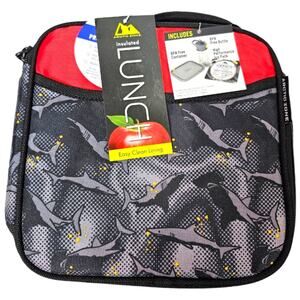 Arctic Zone Shark Patterned Insulated Lunch Bag w Container, Bottle and Ice Pack